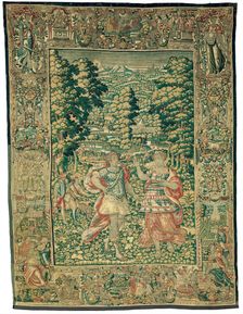 Venus and Adonis (?) with the Duck Hunt, Flanders, c. 1600. Creators: Jacques Geubels, Catharina van den Eynde