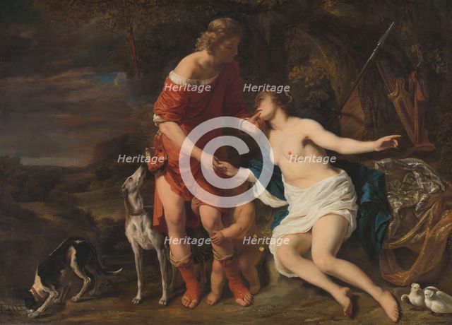 Venus and Adonis, c.1658. Creator: Ferdinand Bol.