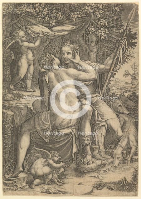Venus and Adonis, ca. 1570. Creator: Giorgio Ghisi.