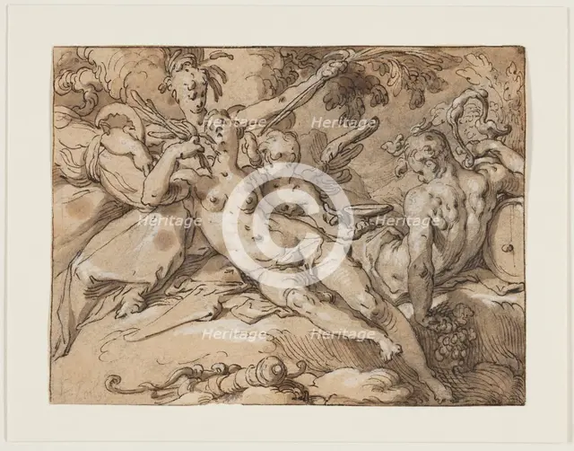 Venus and Bacchus (Without Ceres and Bacchus Venus would Frieze), 1590-95. Creator: Abraham Bloemaert.