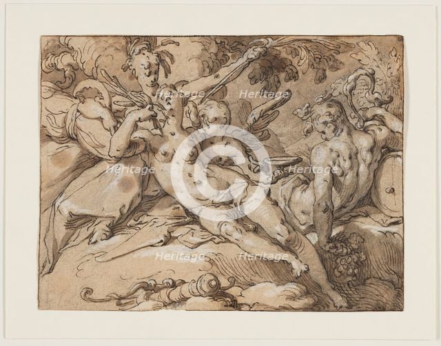 Venus and Bacchus (Without Ceres and Bacchus Venus would Frieze), 1590-95. Creator: Abraham Bloemaert.