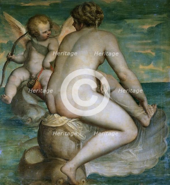 Venus and Cupid at sea, ca 1580-1585. Creator: Cambiaso (Cambiasi), Luca (1527-1585).