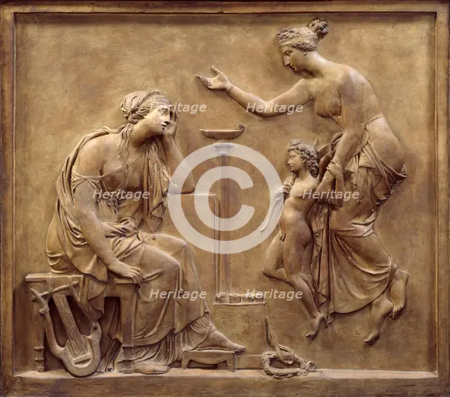 Venus and Cupid appearing to Sappho to console her, before 1866. Creator: John Gibson.