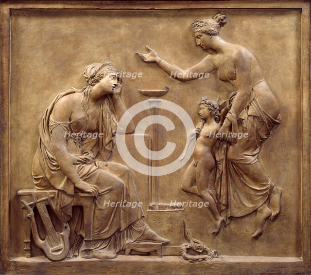 Venus and Cupid appearing to Sappho to console her, before 1866. Creator: John Gibson.