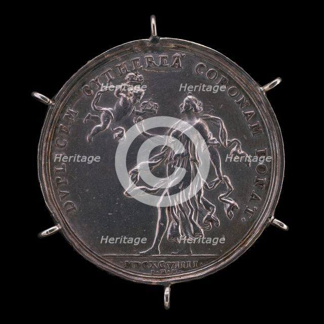 Venus and Cupid Bestowing Two Crowns [reverse], 1699. Creator: Philipp Heinrich Müller.