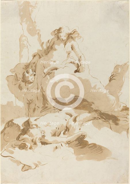 Venus and Cupid Discovering the Body of Adonis, c. 1740. Creator: Giovanni Battista Tiepolo.