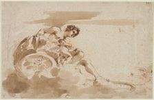 Venus and Cupid in a Chariot, 1615-1617. Creator: Guercino (Italian, 1591-1666)