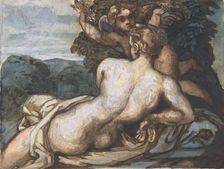 Venus and Cupid in a Landscape, after Annibale Carracci (recto), 1816-17. Creator: Theodore Gericault