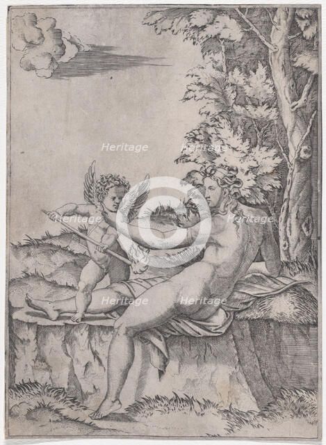 Venus and Eros, ca. 1514-36. Creator: Agostino Veneziano.