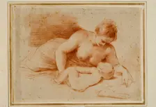 Venus and sleeping Cupid, ca 1620-1625. Creator: Guercino (1591-1666)