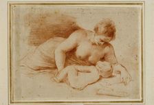 Venus and sleeping Cupid, ca 1620-1625. Creator: Guercino (1591-1666)