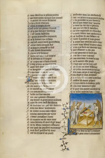Venus and the God of Love Taking an Oath; Roman de la Rose, about 1405. Creator: Unknown.