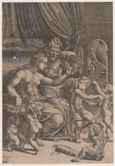 Venus and Vulcan Surrounded by Cupids, dated 1530. Creator: Agostino Veneziano