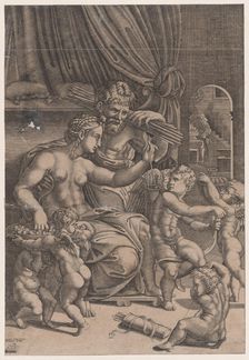 Venus and Vulcan Surrounded by Cupids, dated 1530. Creator: Agostino Veneziano