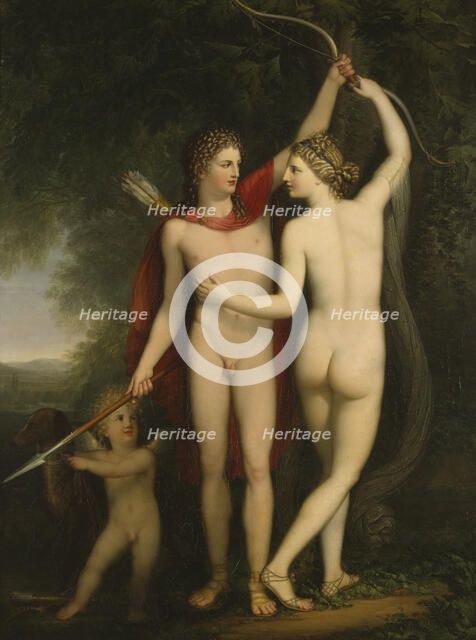 Venus, Adonis and Cupid, late 18th century. Creator: Jonas Akerstrom.
