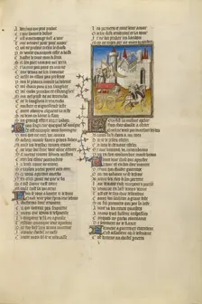 Venus Arriving at the Castle in her Chariot; Roman de la Rose, about 1405. Creator: Unknown