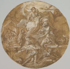 Venus at the Forge of Vulcan (recto); Sketches with Two Putti (verso), ca. 1716-18. Creator: Sebastiano Conca