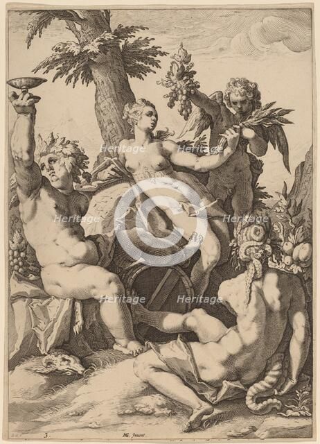 Venus, Bacchus, and Ceres, probably 1588. Creator: Jacob Matham.