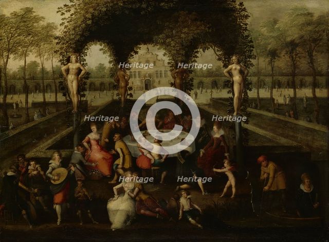 Venus, Bacchus and Ceres with Mortals in a Garden of Love, 1590-1621. Creator: Louis de Caullery.