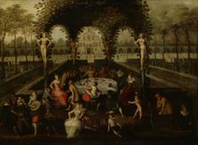 Venus, Bacchus and Ceres with Mortals in a Garden of Love, 1590-1621. Creator: Louis de Caullery
