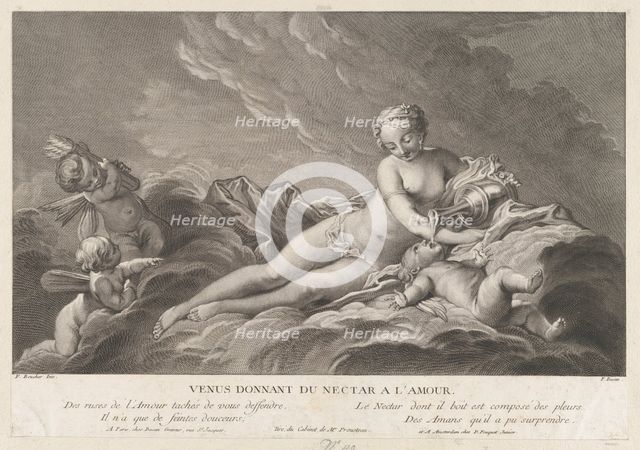 Venus Giving Nectar to Cupid, 18th century. Creator: Pierre François Basan.