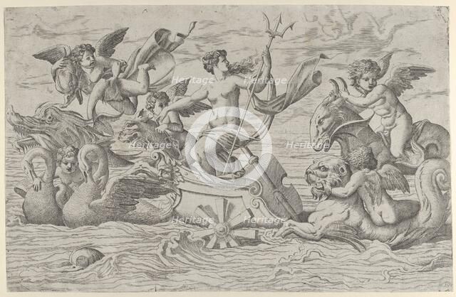 Venus in a Chariot drawn by Two Swans, ca. 1544. Creator: Master IQV.