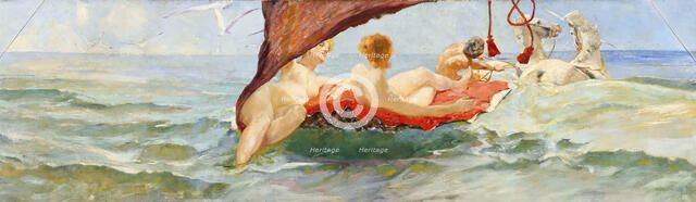 Venus in the shell carriage. Part of the wall decoration of the Villa Albers, 1884-1885. Creator: Klinger, Max (1857-1920).