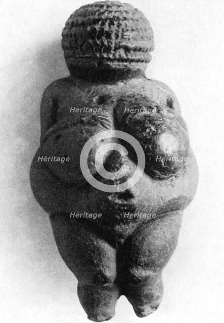 Venus of Willendorf, Stone Age oolitic limestone carving, c24,000-c22,000 BC. Artist: Unknown