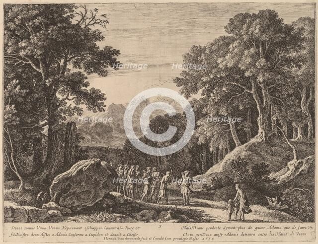 Venus Offering Diana a Choice between Cupid and Adonis. Creator: Herman van Swanevelt.