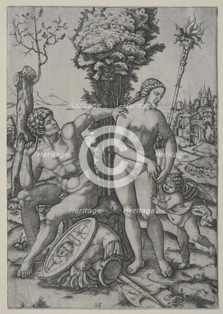 Venus, Mars and Cupid, 1508. Creator: Marcantonio Raimondi (Italian, 1470/82-1527/34).