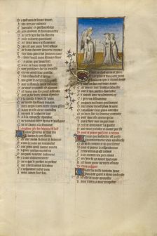 Venus Speaking to the Personifications of Shame and Anxiety; Roman de la Rose, about 1405. Creator: Unknown