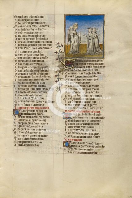 Venus Speaking to the Personifications of Shame and Anxiety; Roman de la Rose, about 1405. Creator: Unknown.