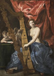 Venus playing the harp, c.1630. Creator: Lanfranco, Giovanni (1582-1647)