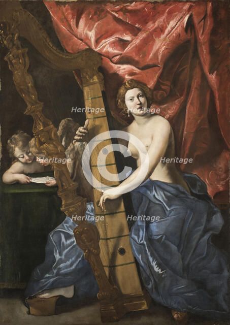 Venus playing the harp, c.1630. Creator: Lanfranco, Giovanni (1582-1647).