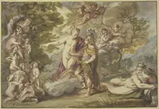 Venus presents Aeneas with weapons, 17th century. Creator: Carel van Savoy