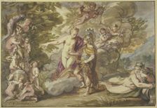 Venus presents Aeneas with weapons, 17th century. Creator: Carel van Savoy