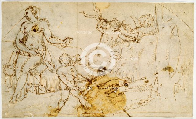 'Venus, putti and a wild Boar', c.1520-1540. Artist: Perino del Vaga