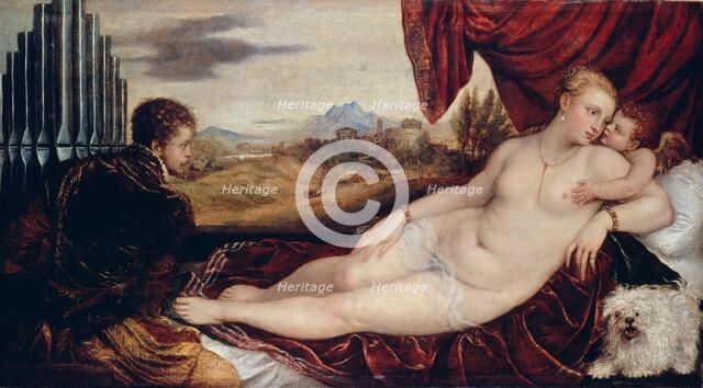 Venus with the Organ Player, c. 1550. Artist: Titian (1488-1576)