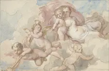 Venus with Amor and putti, 1710-1777. Creators: Charles-Joseph Natoire, Unknown