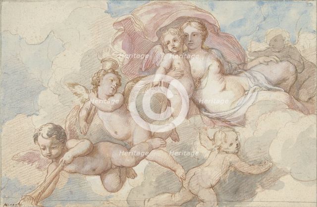 Venus with Amor and putti, 1710-1777. Creators: Charles-Joseph Natoire, Unknown.