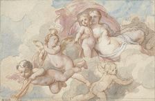 Venus with Amor and putti, 1710-1777. Creators: Charles-Joseph Natoire, Unknown