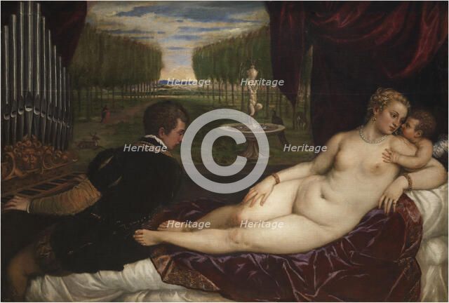 Venus with an Organist and Cupid, ca 1555. Creator: Titian (1488-1576).
