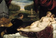 Venus with an Organist and Cupid, c1555. Creator: Titian