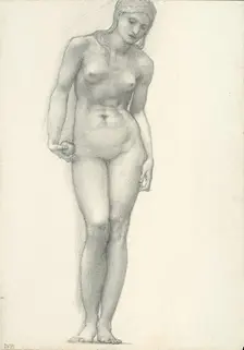 Venus with Golden Apple in Right Hand, for the Troy Triptych (sketchbook #2639), c. 1873-77. Creator: Sir Edward Coley Burne-Jones