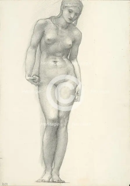 Venus with Golden Apple in Right Hand, for the Troy Triptych (sketchbook #2639), c. 1873-77. Creator: Sir Edward Coley Burne-Jones.