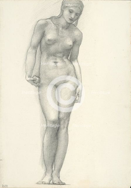 Venus with Golden Apple in Right Hand, for the Troy Triptych (sketchbook #2639), c. 1873-77. Creator: Sir Edward Coley Burne-Jones.