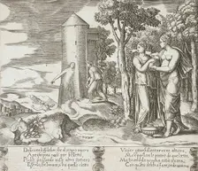 Venus with Psyche pointing to the underworld, between 1520 and 1535. Creator: Master of the Die