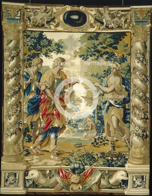 Venus tells Aeneas and his friend Achates to go to Carthage, 1679. Creator: Giovanni Francesco Romanelli (Italian, 1610-1662); Michael Wauters (Flemish, 1679).