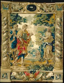 Venus tells Aeneas and his friend Achates to go to Carthage, 1679. Creator: Giovanni Francesco Romanelli (Italian, 1610-1662); Michael Wauters (Flemish, 1679)