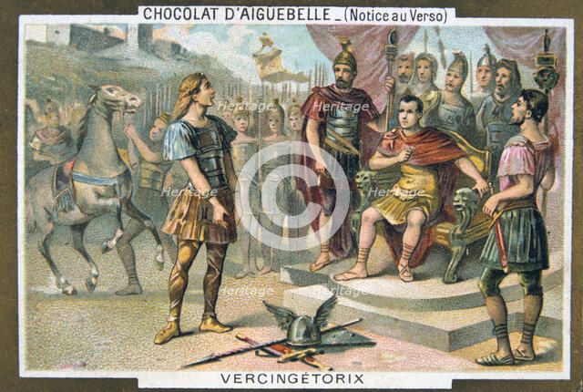Vercingetorix surrenders to Julius Caesar, c46 BC, (19th century). Artist: Unknown